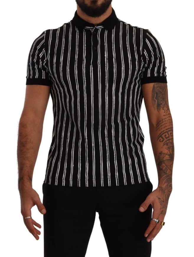 Dolce & Gabbana Black White Striped Polo Short Sleeve T-shirt - Ellie Belle