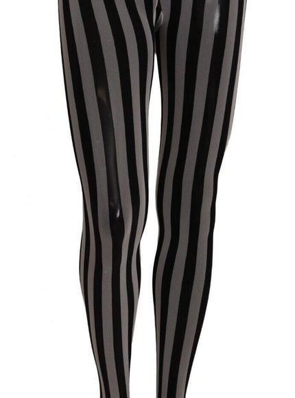 Dolce & Gabbana Black White Striped Tights Stockings - Ellie Belle
