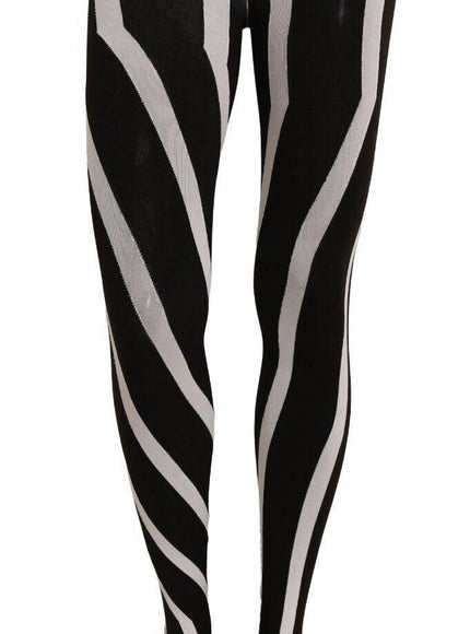 Dolce & Gabbana Black White Striped Tights Stockings Women - Ellie Belle
