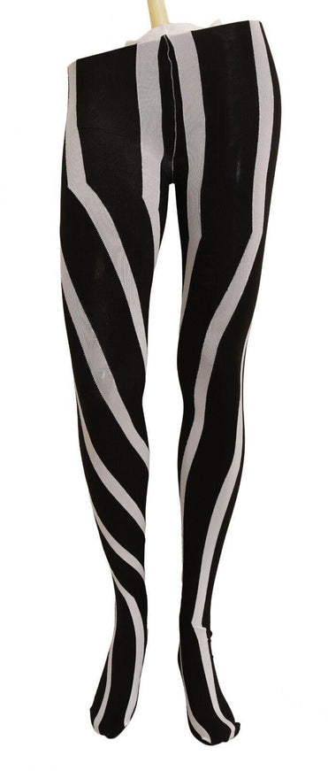 Dolce & Gabbana Black White Striped Tights Stockings Women - Ellie Belle