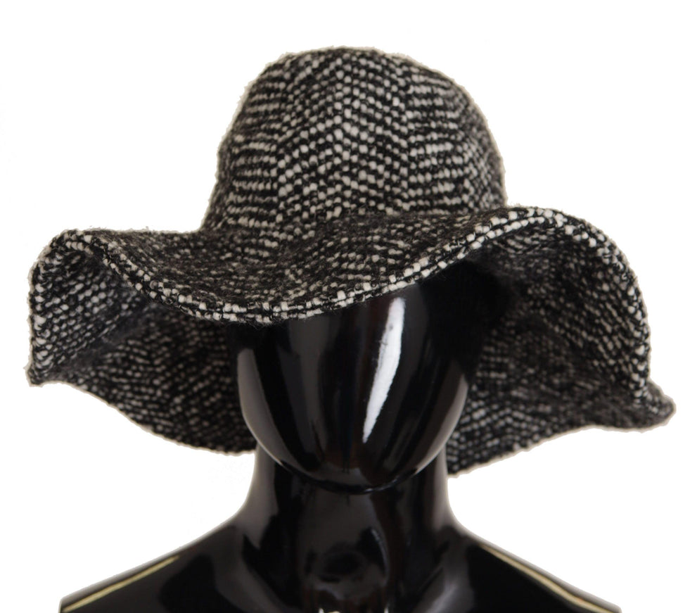 Dolce & Gabbana Black White Tweed Sequin Wide Brim Floppy Hat - Ellie Belle