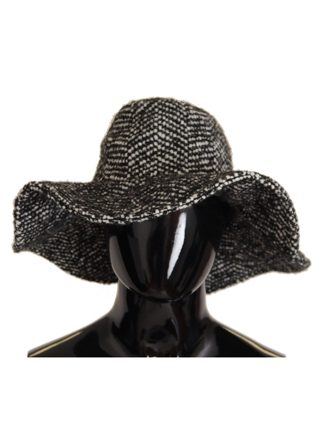 Dolce & Gabbana Black White Tweed Sequin Wide Brim Floppy Hat - Ellie Belle