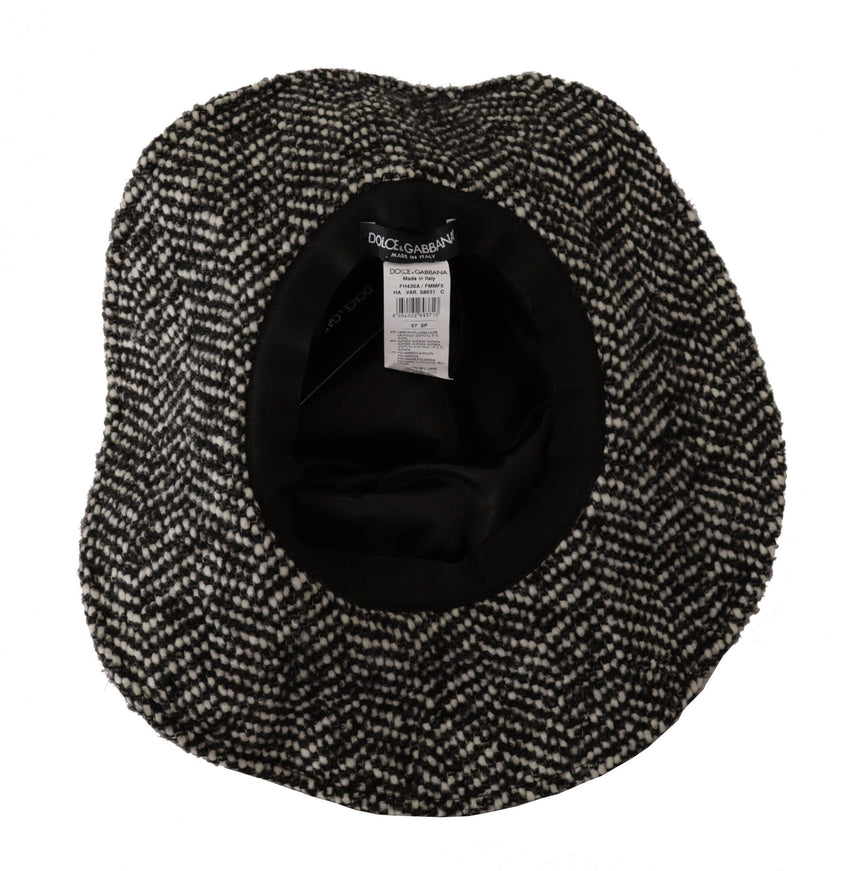 Dolce & Gabbana Black White Tweed Sequin Wide Brim Floppy Hat - Ellie Belle