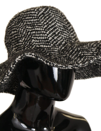 Dolce & Gabbana Black White Tweed Sequin Wide Brim Floppy Hat - Ellie Belle