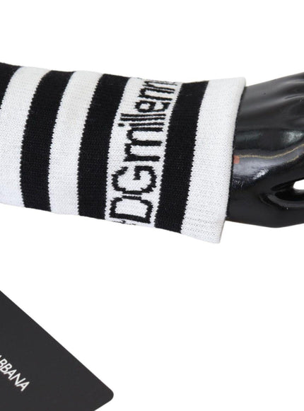 Dolce & Gabbana Black White Wool DGMillennials Wristband Wrap