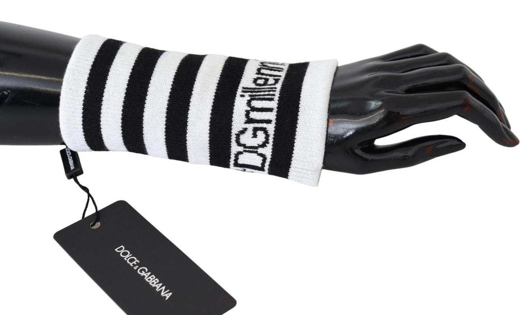 Dolce & Gabbana Black White Wool DGMillennials Wristband Wrap - Ellie Belle