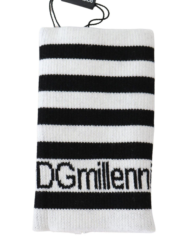 Dolce & Gabbana Black White Wool DGMillennials Wristband Wrap - Ellie Belle