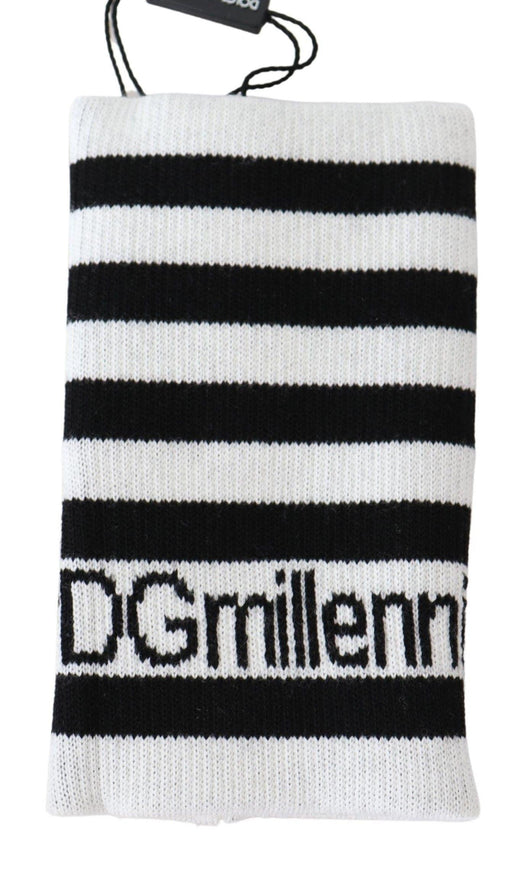 Dolce & Gabbana Black White Wool DGMillennials Wristband Wrap - Ellie Belle