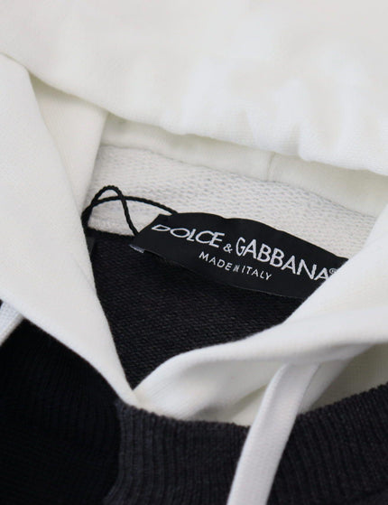 Dolce & Gabbana Black White Wool Hooded Sweatshirt Sweater - Ellie Belle