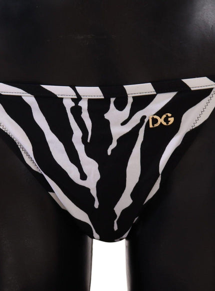 Dolce & Gabbana Black White Zebra Swimsuit Bikini Bottom Swimwear - Ellie Belle