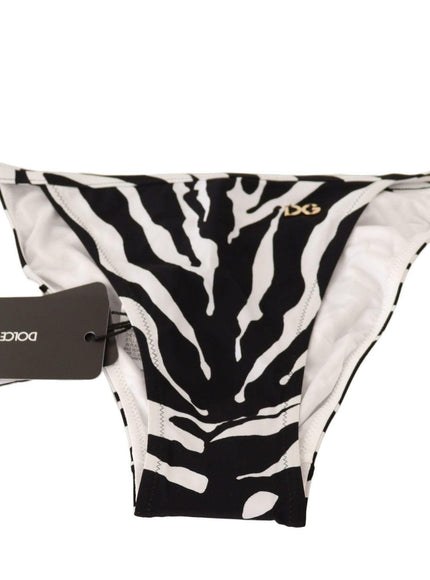 Dolce & Gabbana Black White Zebra Swimsuit Bikini Bottom Swimwear - Ellie Belle