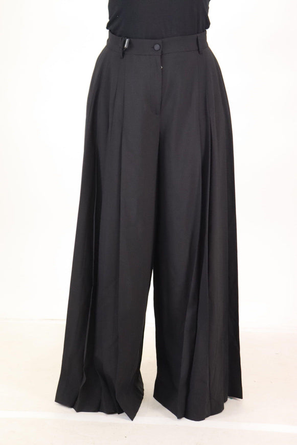 Dolce & Gabbana Black Wide Leg High Waist Women Wool Pants - Ellie Belle