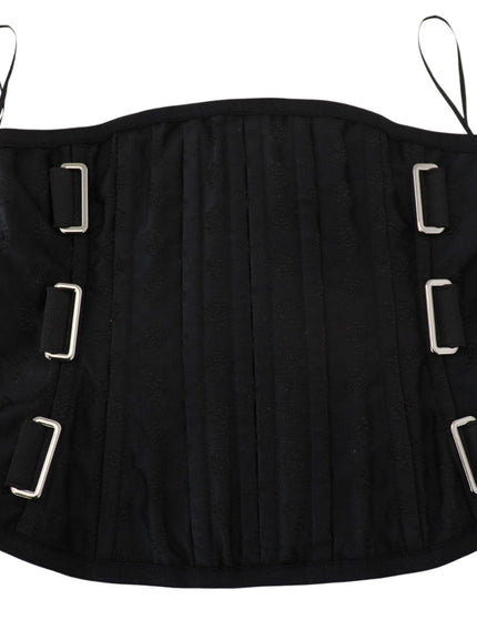 Dolce & Gabbana Black Wide Waist Adjustable Corset Silk Belt - Ellie Belle