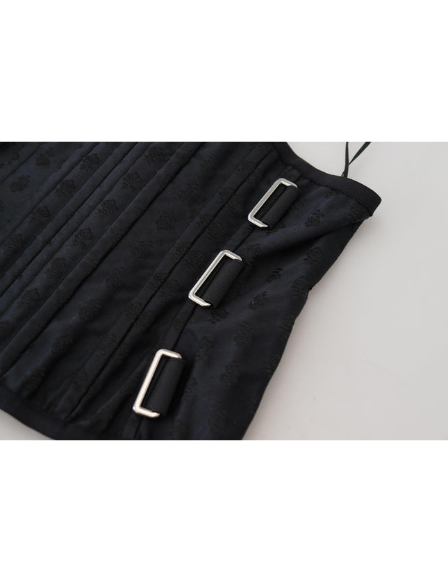 Dolce & Gabbana Black Wide Waist Adjustable Corset Silk Belt - Ellie Belle