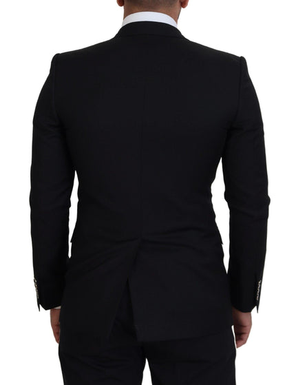 Dolce & Gabbana Black Wool Bee Crown Slim Blazer Jacket - Ellie Belle