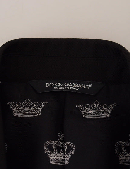 Dolce & Gabbana Black Wool Bee Crown Slim Blazer Jacket - Ellie Belle