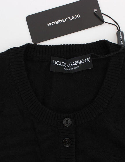 Dolce & Gabbana Black Wool Button Cardigan Sweater Top