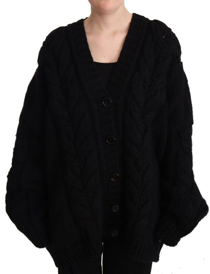 Dolce & Gabbana Black Wool Cashmere Knit Cardigan Sweater - Ellie Belle
