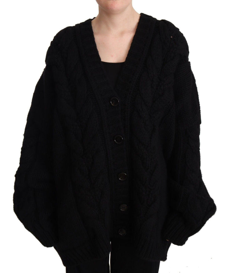 Dolce & Gabbana Black Wool Cashmere Knit Cardigan Sweater - Ellie Belle