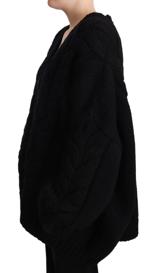 Dolce & Gabbana Black Wool Cashmere Knit Cardigan Sweater - Ellie Belle