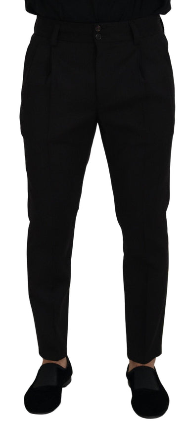 Dolce & Gabbana Black Wool Chino Men Formal Pants - Ellie Belle