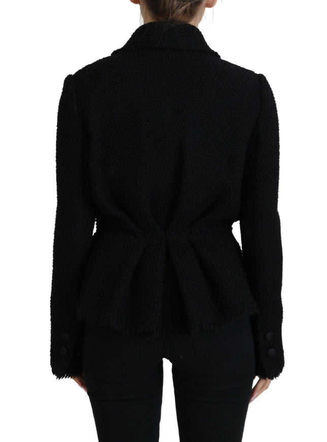 Dolce & Gabbana Black Wool Coat Blazer Wrap Jacket - Ellie Belle