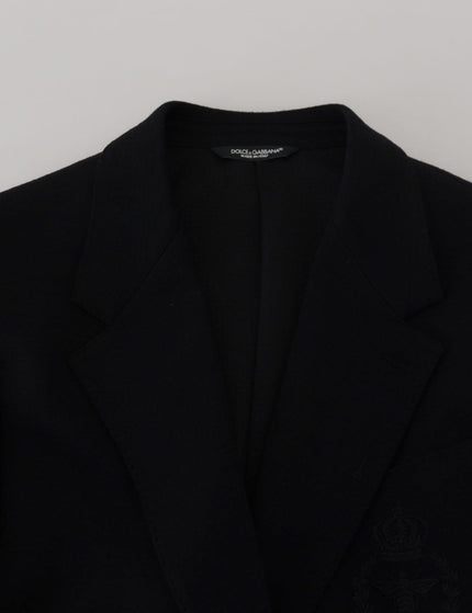 Dolce & Gabbana Black Wool Crown Slim Fit Jacket Blazer - Ellie Belle