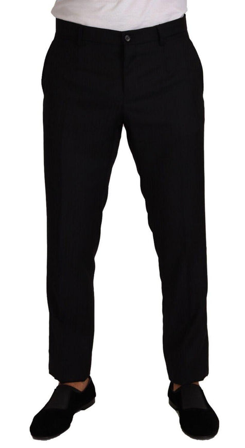 Dolce & Gabbana Black Wool DG LOGO Trouser Dress Pants - Ellie Belle