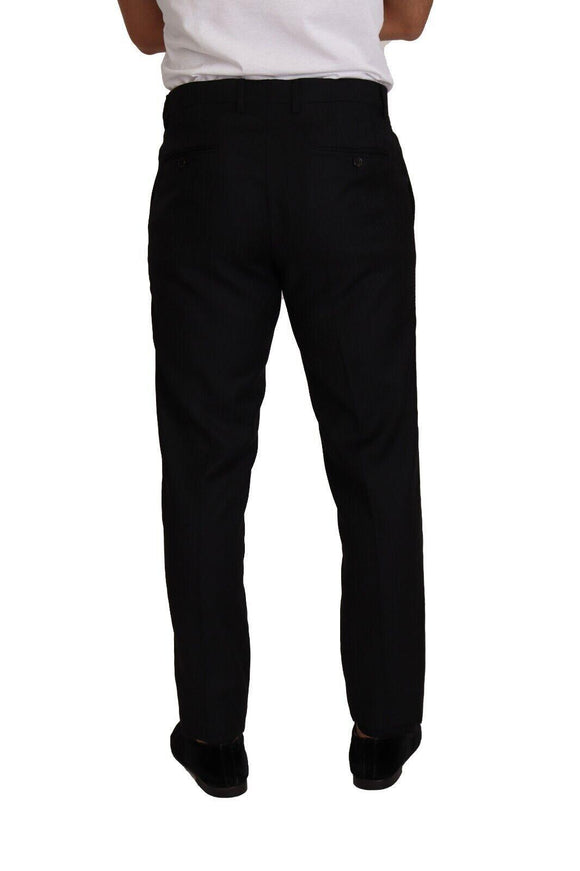 Dolce & Gabbana Black Wool DG LOGO Trouser Dress Pants - Ellie Belle