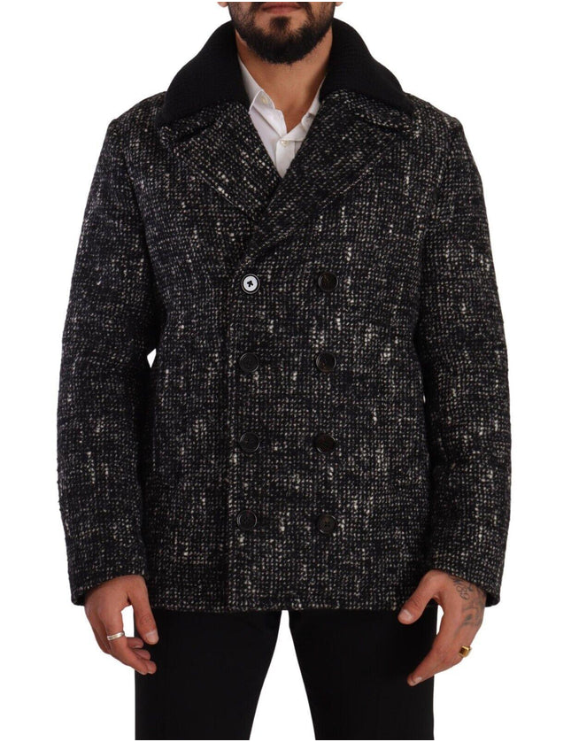 Dolce & Gabbana Black Wool Double Breasted Coat Men Jacket - Ellie Belle