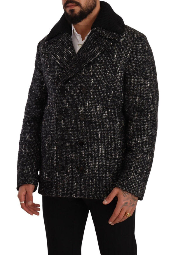 Dolce & Gabbana Black Wool Double Breasted Coat Men Jacket - Ellie Belle