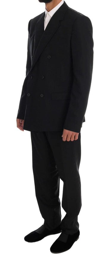 Dolce & Gabbana Black Wool Double Breasted Slim Fit Suit - Ellie Belle