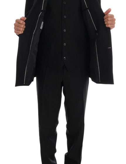 Dolce & Gabbana Black Wool Double Breasted Slim Fit Suit - Ellie Belle