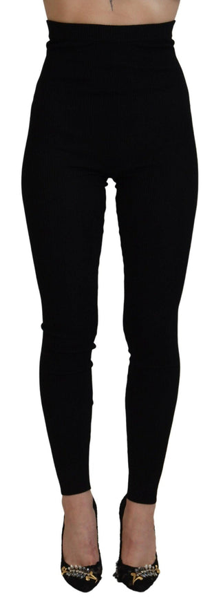 Dolce & Gabbana Black Wool High Waist Leggings Pants - Ellie Belle