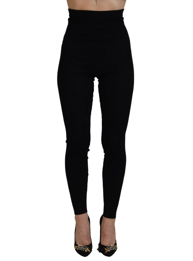 Dolce & Gabbana Black Wool High Waist Leggings Pants - Ellie Belle