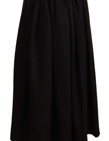 Dolce & Gabbana Black Wool High Waist Maxi PIECE Skirt - Ellie Belle