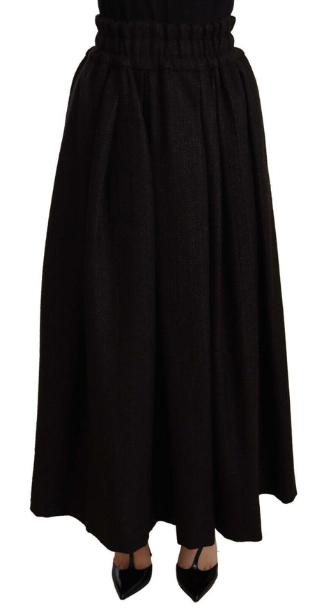 Dolce & Gabbana Black Wool High Waist Maxi PIECE Skirt - Ellie Belle