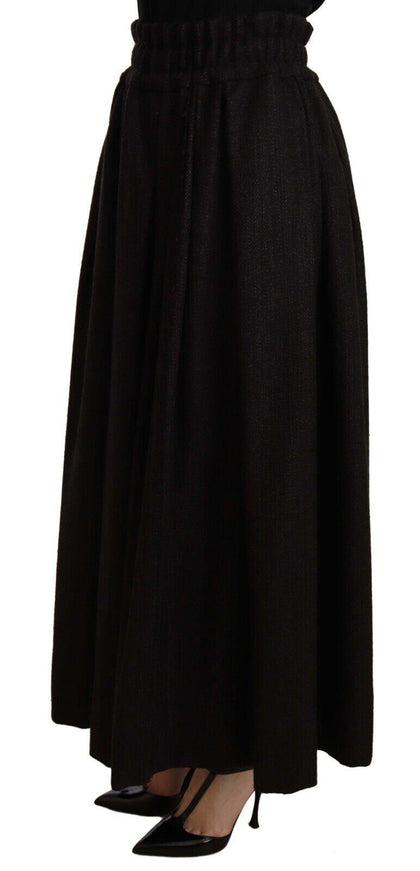 Dolce & Gabbana Black Wool High Waist Maxi PIECE Skirt - Ellie Belle