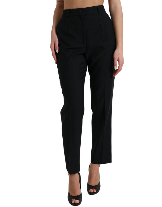 Dolce & Gabbana Black Wool High Waist Straight Pants - Ellie Belle