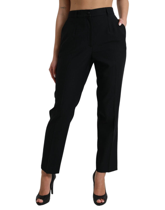 Dolce & Gabbana Black Wool High Waist Straight Pants - Ellie Belle