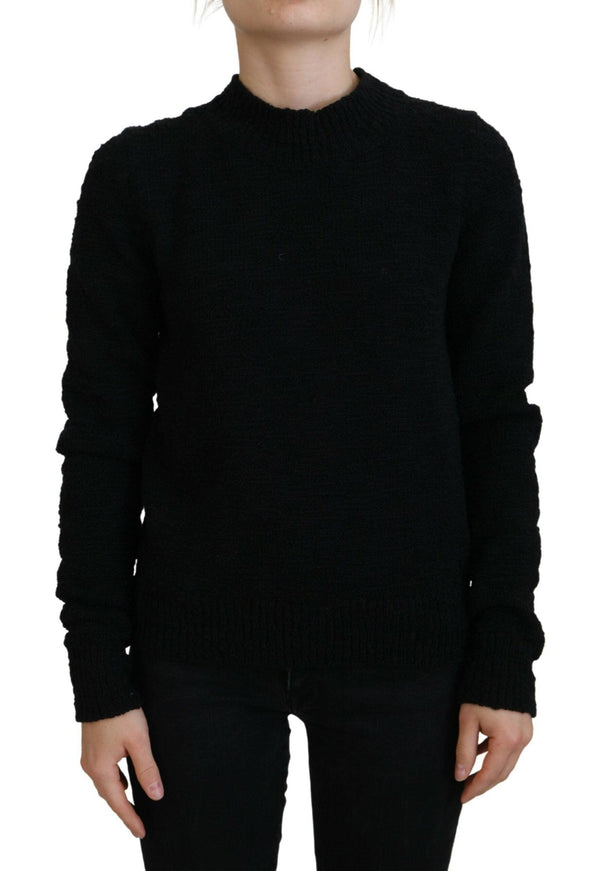 Dolce & Gabbana Black Wool Knit Crewneck Pullover Sweater - Ellie Belle