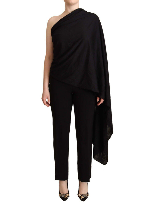 Dolce & Gabbana Black Wool Knit One Shoulder Long Sleeves Top - Ellie Belle