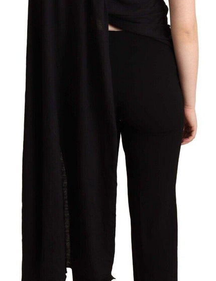 Dolce & Gabbana Black Wool Knit One Shoulder Long Sleeves Top - Ellie Belle