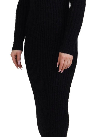 Dolce & Gabbana Black Wool Knitted Sheath Sweater Dress - Ellie Belle Dolce & Gabbana Black Wool Knitted Sheath Sweater Dress - Ellie Belle