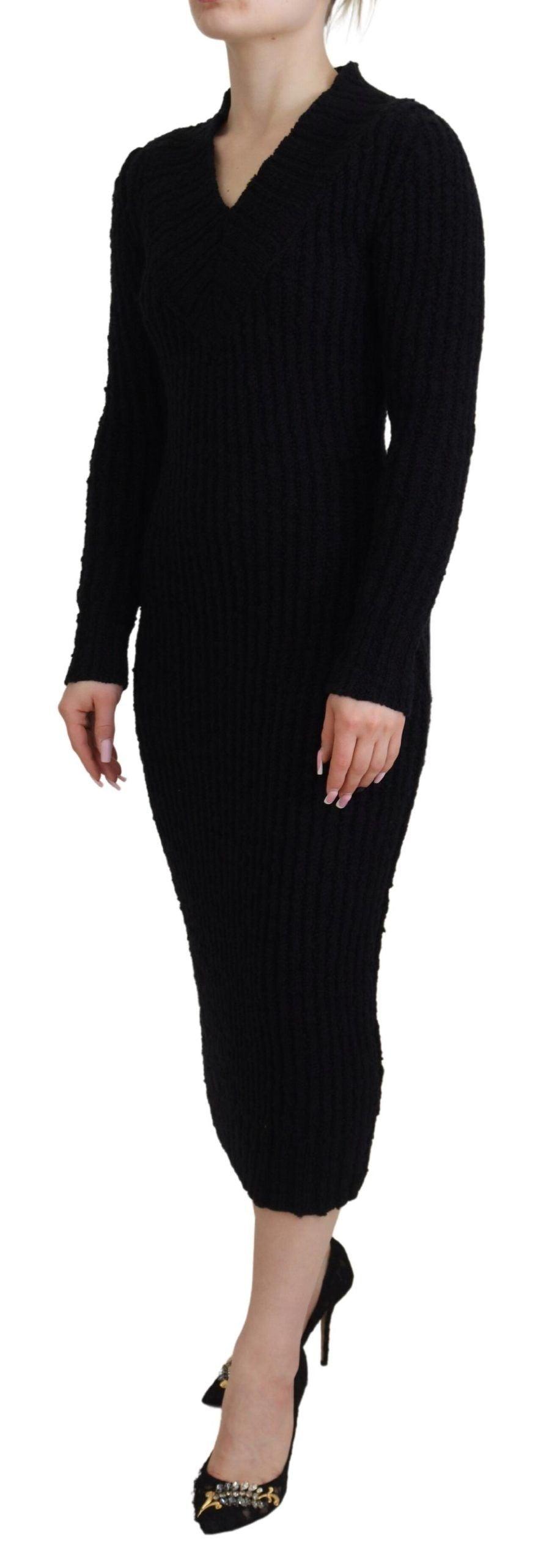 Dolce & Gabbana Black Wool Knitted Sheath Sweater Dress - IT36 | XS Dolce & Gabbana Black Wool Knitted Sheath Sweater Dress - IT36 | XS