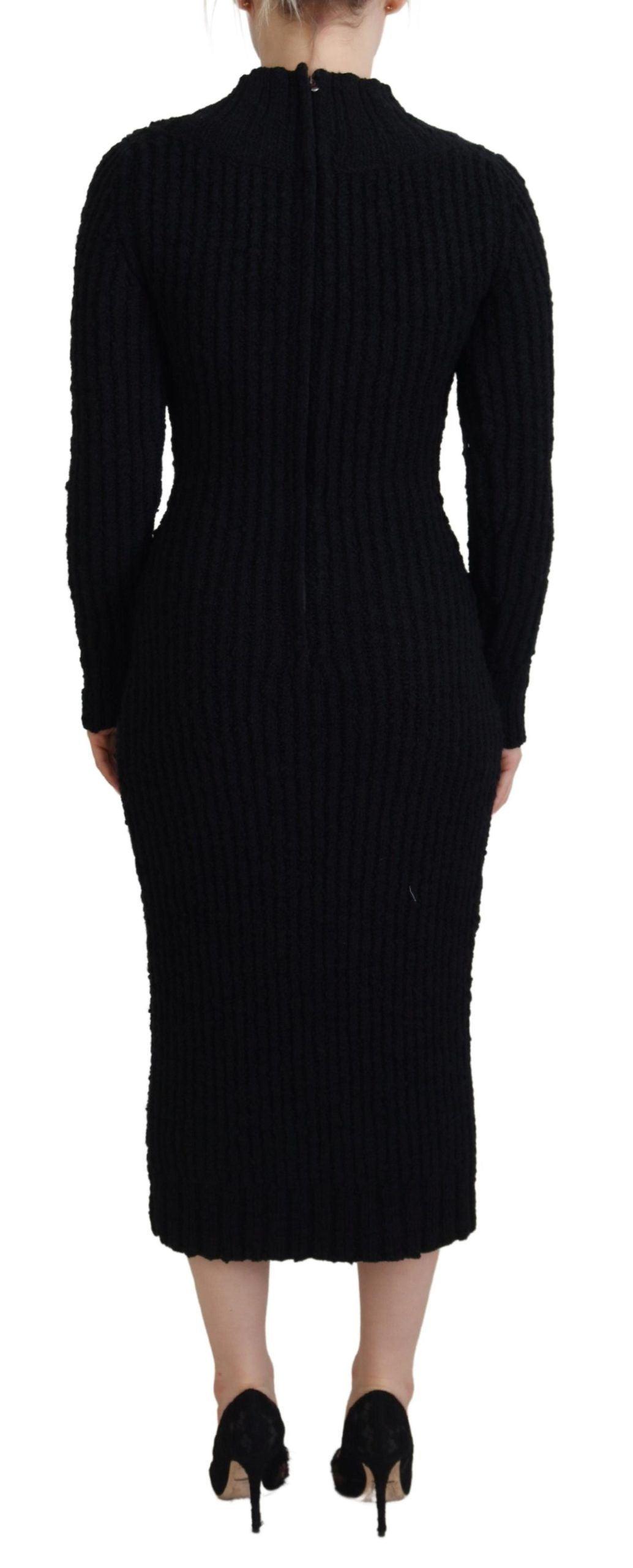 Dolce & Gabbana Black Wool Knitted Sheath Sweater Dress - IT36 | XS Dolce & Gabbana Black Wool Knitted Sheath Sweater Dress - IT36 | XS