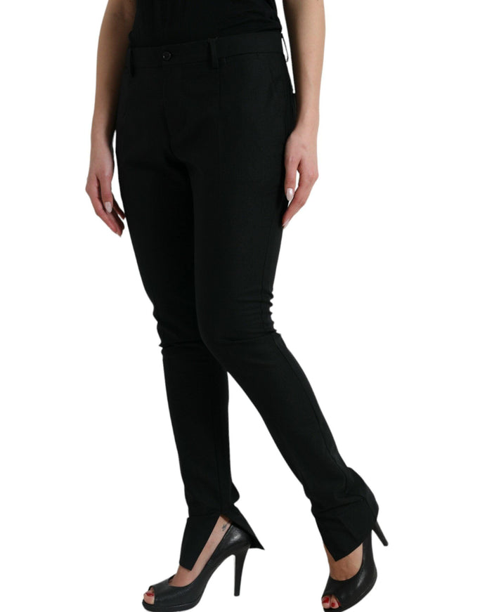 Dolce & Gabbana Black Wool Mid Waist Tapered Pants - Ellie Belle