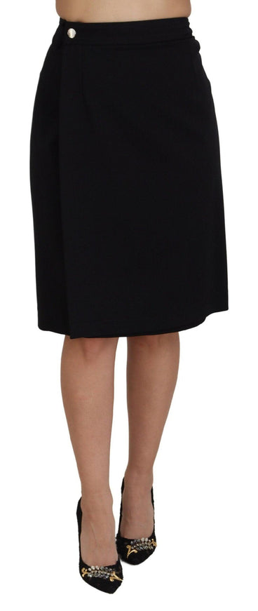 Dolce & Gabbana Black Wool Pencil Cut High Waist Skirt - Ellie Belle