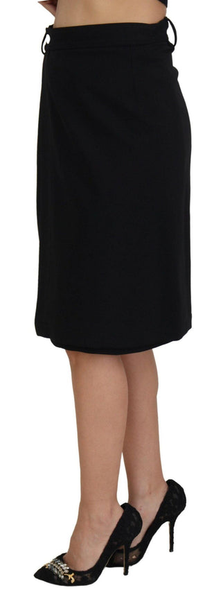 Dolce & Gabbana Black Wool Pencil Cut High Waist Skirt - Ellie Belle