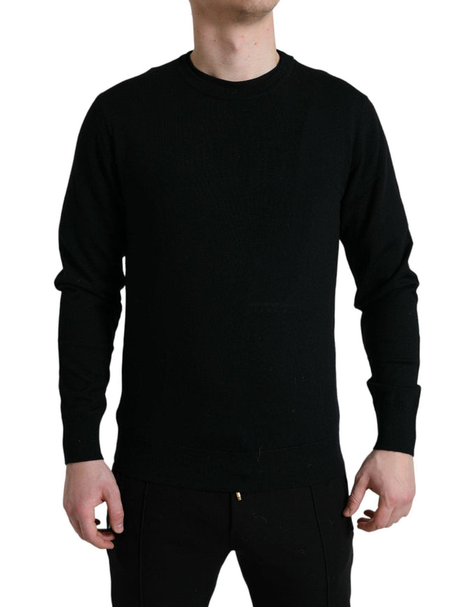 Dolce & Gabbana Black Wool Round Neck Pullover Sweater - Ellie Belle